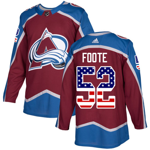 Adidas Avalanche #52 Adam Foote Burgundy Home Authentic USA Flag Stitched NHL Jersey - Click Image to Close